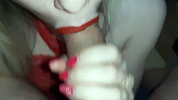 wedding night ends with a close-up blowjob in her dress.