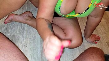 mutual golden rain during sex with housewife and couple