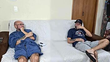 Blindfolded wife, friend joins the fun