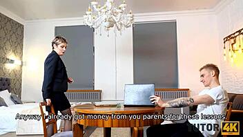 Russian cougar teacher sucks and fucks in high definition
