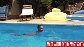 mugur bangs gorgeous german milf lana vegas outdoor by pool