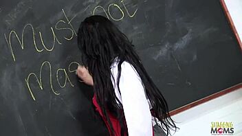 Naughty Teacher Blows Blindfolded Guy