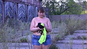 Big walking ass under short skirt in public solo show