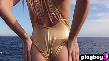 Hot brunette teen 18+ poses outdoor in lingerie