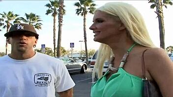 a blonde with cum all over her big tits wins over our friend 😏