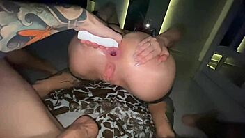 sound of anal surprise with teen petite bent over for big cock doggystyle.