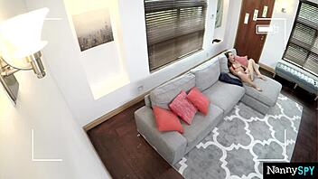 nanny cam spies charity's tight pussy masturbation bent over