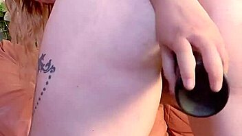 Chatting about orgasm squirt using a huge dildo with riding.