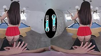 april valentino teases and fucks on pool table in wetvr porn.