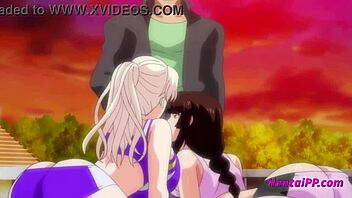 two hot teen babes in intense group fucking on sports field hentai