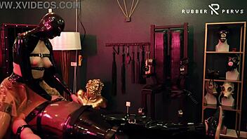 Young European Femdom Facesits Rough On Latex Slave In Fetish Domination