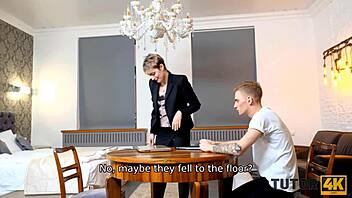 Russian cougar teacher sucks and fucks in high definition