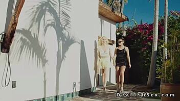 I seen this stunning blonde taking big cock in her shaved pussy