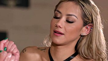 Bisexual Slave Rebecca Volpetti Swaps Cum in BDSM Threesome