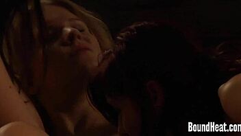 Nude Lesbian Slaves Kiss and Finger Their Mistress Deep