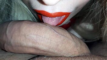 wedding night ends with a close-up blowjob in her dress.