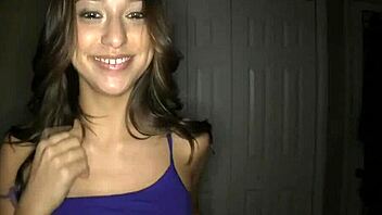 Petite teen sucks erected pecker for shaved pussy fucking