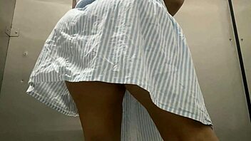 Amateur couple has sex in airport bathroom and at home