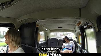 lesbians have hard sex with wet pussies in a car