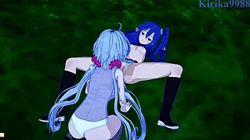 Chris Yukine and Tsubasa Kazanari engage in intense lesbian play with Maria 😍