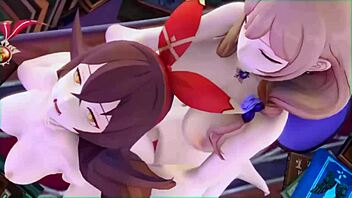 Beautiful shemale Lisa and Amber in hot toon porn action from Genshin Impact