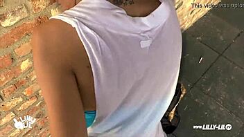 Fan fucks Lilly Lil, suddenly this outdoor creampie oil hard dom dev share anal