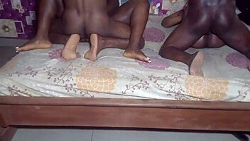 Three womanizing men get it on with three sexy women in a group sex session