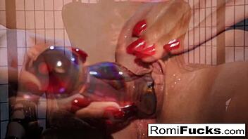 romi rain toys her tight wet pussy with dildo 😍