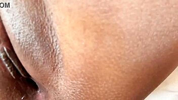 Ebony girl with cute pussy drilled by big cock in couple scene