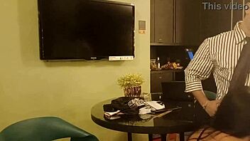 Brunette candidate nails degustadora job with boss's huge cock.