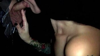 hot brunette does gloryhole interview blowjob