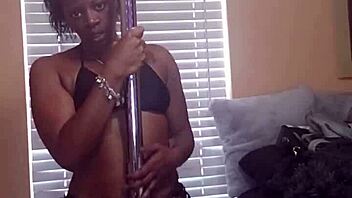 naej twerks ass and grinds pussy on pole