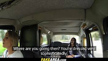 lesbians have hard sex with wet pussies in a car