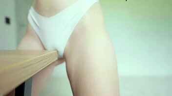 Rubbing table and cumming in jeans with panties on and off.