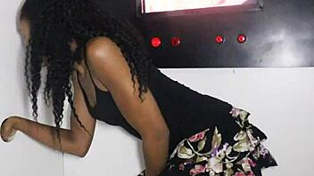 Petite hottie with small tits blows strangers at gloryhole.