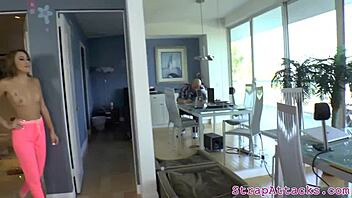 petite beauty dominates her sub with strapon