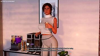 3D game of Lara Croft's wet pussy solo masturbation