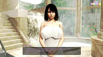 Beautiful anime woman seduces in the sauna and gets fucked