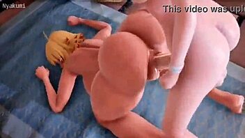 hmv nyakumi neko with monster cock and big tits in hentai futanari scene