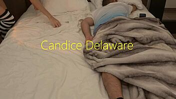 Took stepdad’s phone to rub my tight pussy next to him in bed