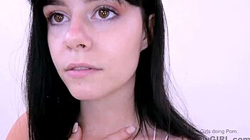 Beautiful goddess gets fucked by a vibrator and squirts during the audition