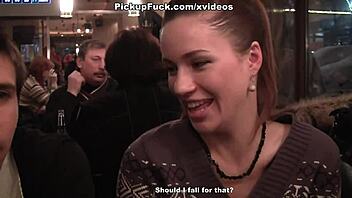 two girlfriends share a blowjob in public