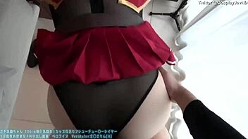 Asian bombshell in sailor cosplay gets creampied in HD video