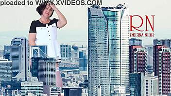 Amazing giantess walks around city