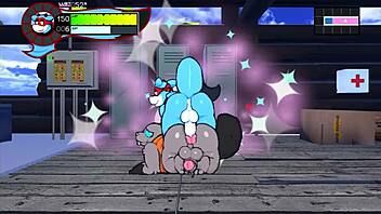 Gay hentai game continues with a public orgy scene
