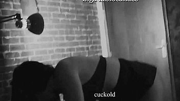 A hotwife gives a blowjob to a man with a big dick in front of her husband