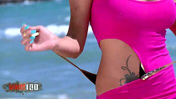 Nice With Big Boobs Mar Duran Doing A Strip By The Sea