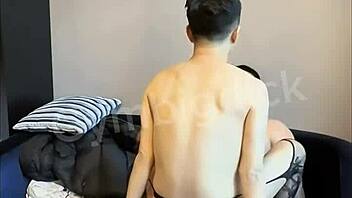 Couple Gay Asian Amateur Fuck Bareback in Lingerie!