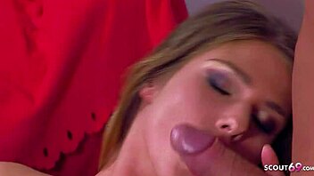 Cute teen's first threesome