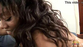 ebony girl rides big black cock on sofa